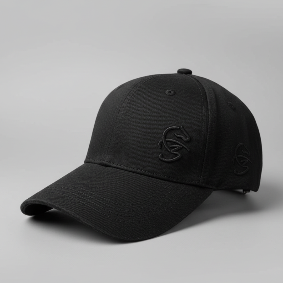 Black Cap with a Black Embroidered Logo