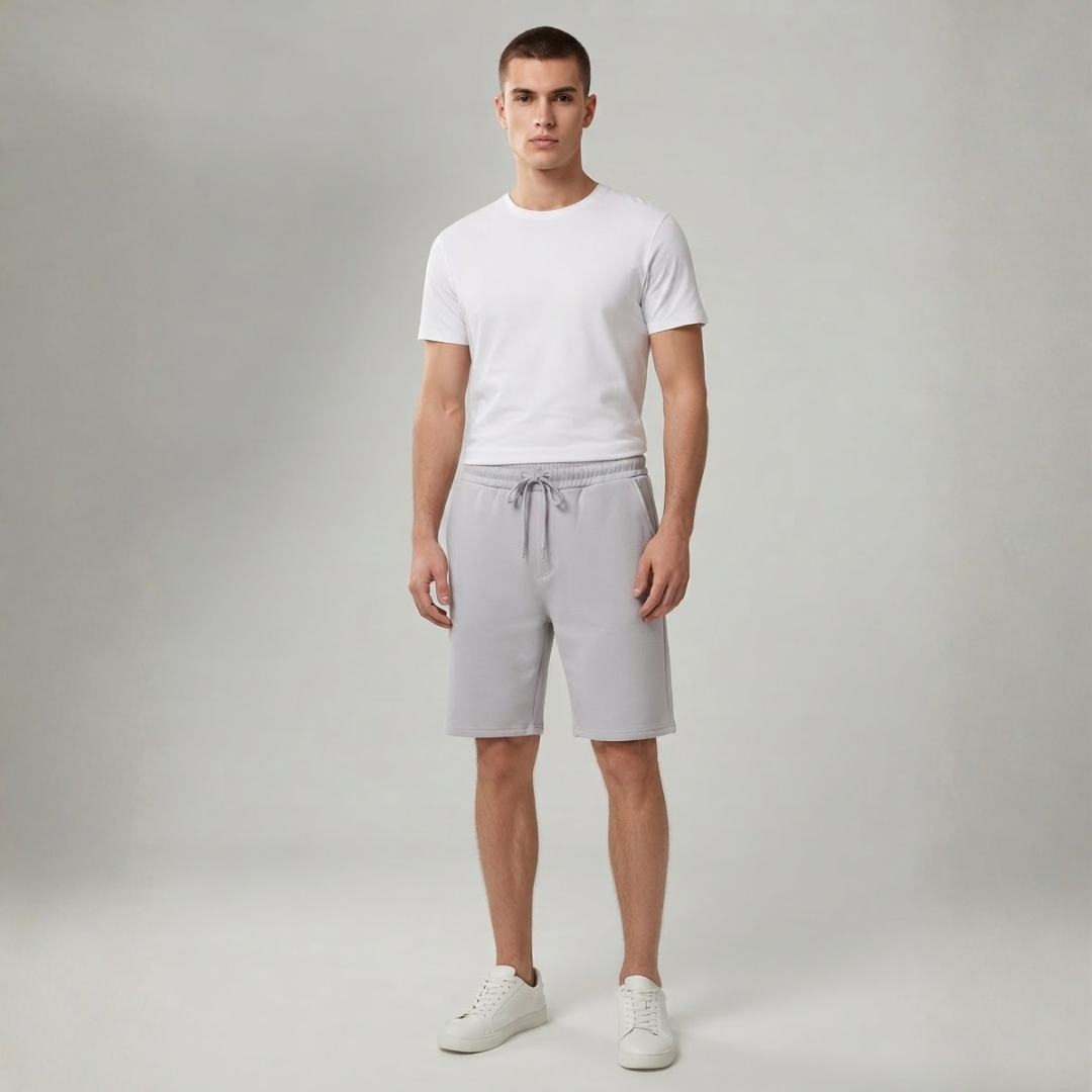 Light Grey Shorts with a Grey Drawstring