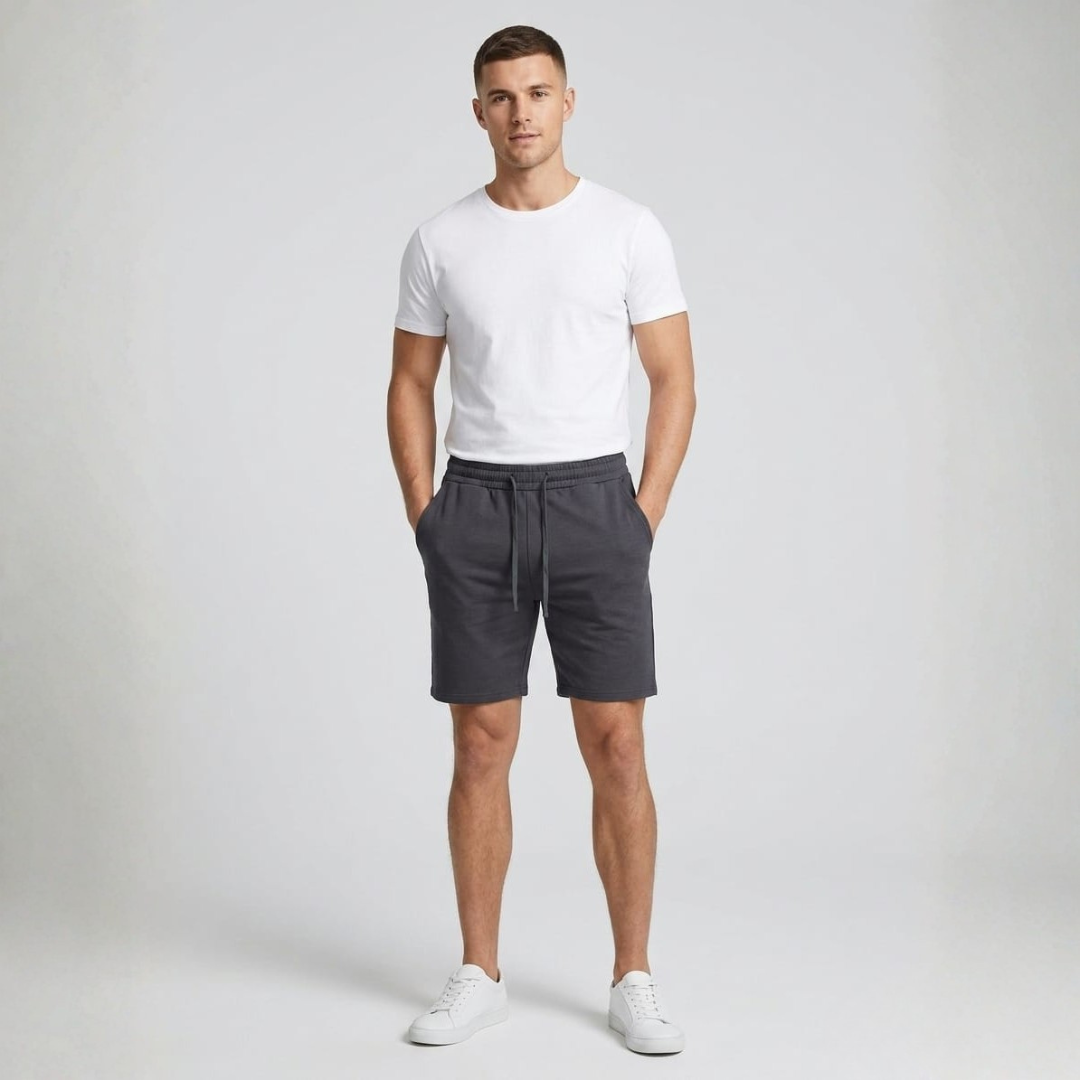 Dark Grey Shorts with a Gathered Waistband