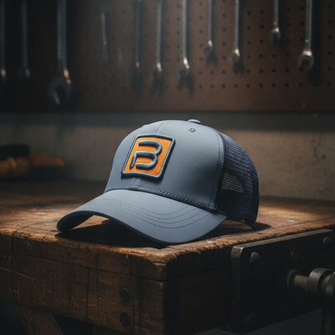 Blue Cap with an Orange Patch