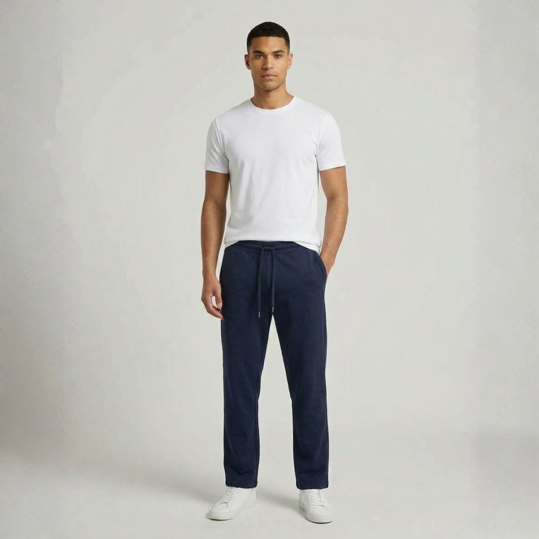 Jumbo Navy Pants with a Drawstring Waist